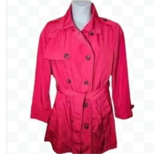 Isaac Mizrahi Pink Classic Vintage Trench Coat Plus Sz 1X